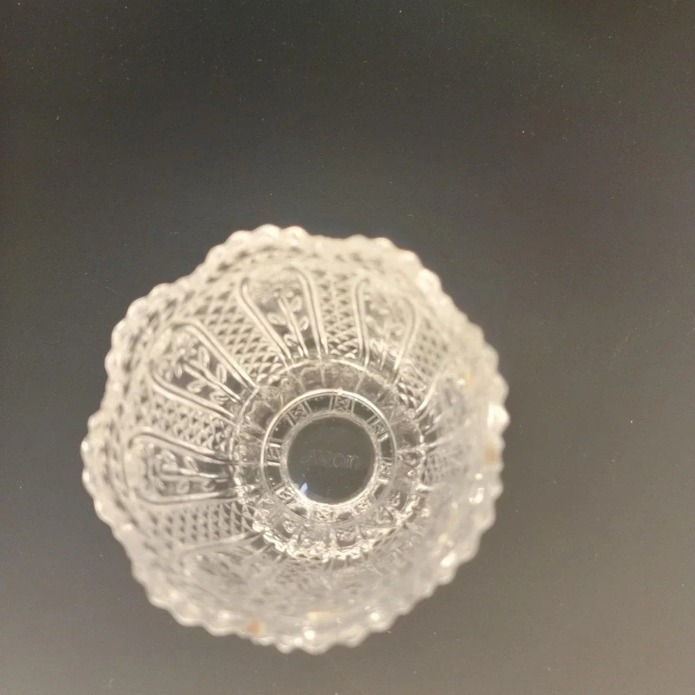 Vintage Avon 1876 Cape Cod Clear Glass Votive Candle Toothpick Holder Scalloped
